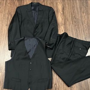 Beautiful black striped 3 piece Hugo Boss Suit 44S